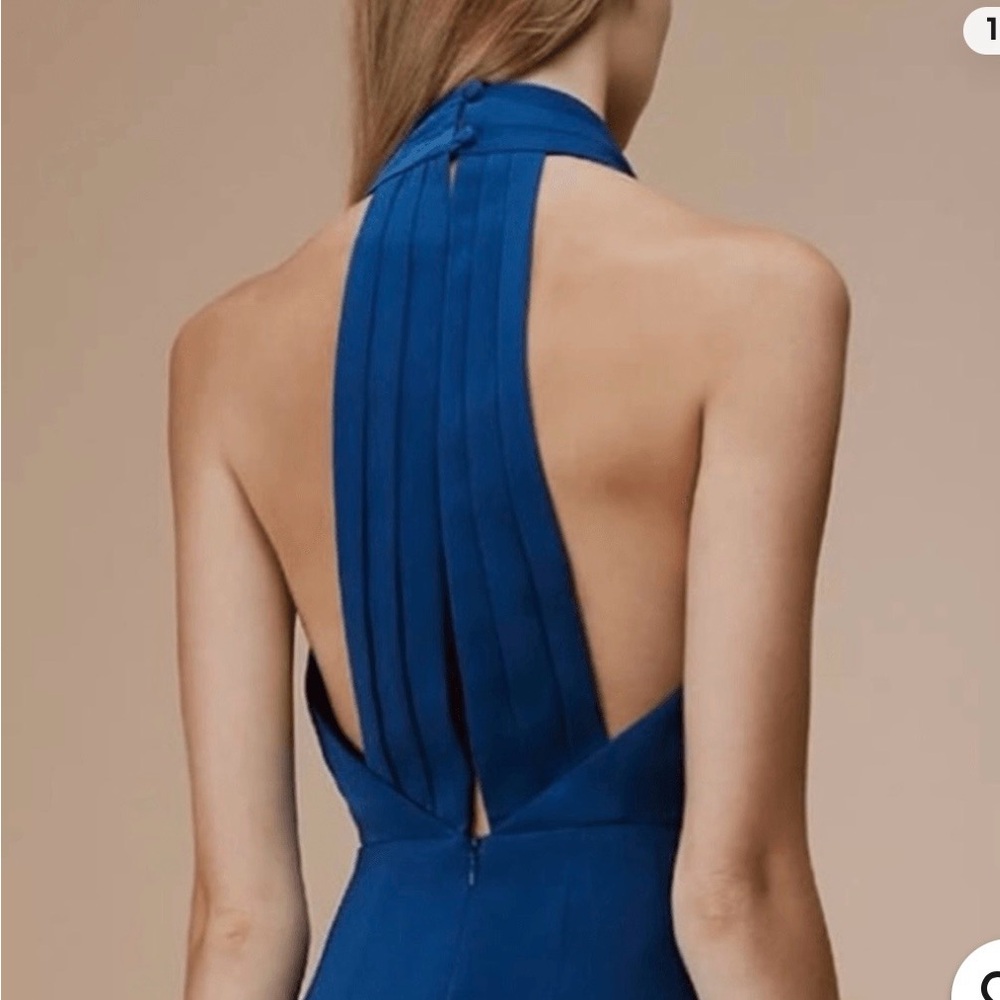 Blue Halter Backless Evening Dress